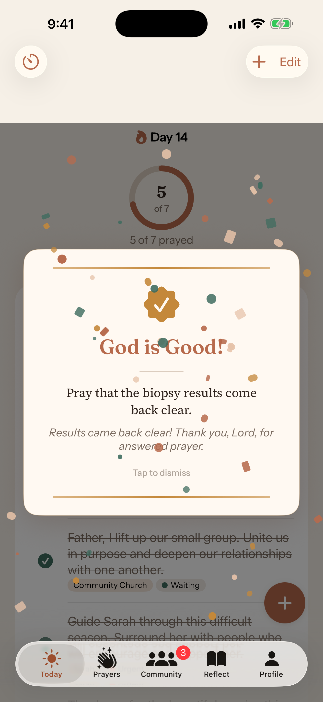 God is Good celebration moment when a prayer is marked answered